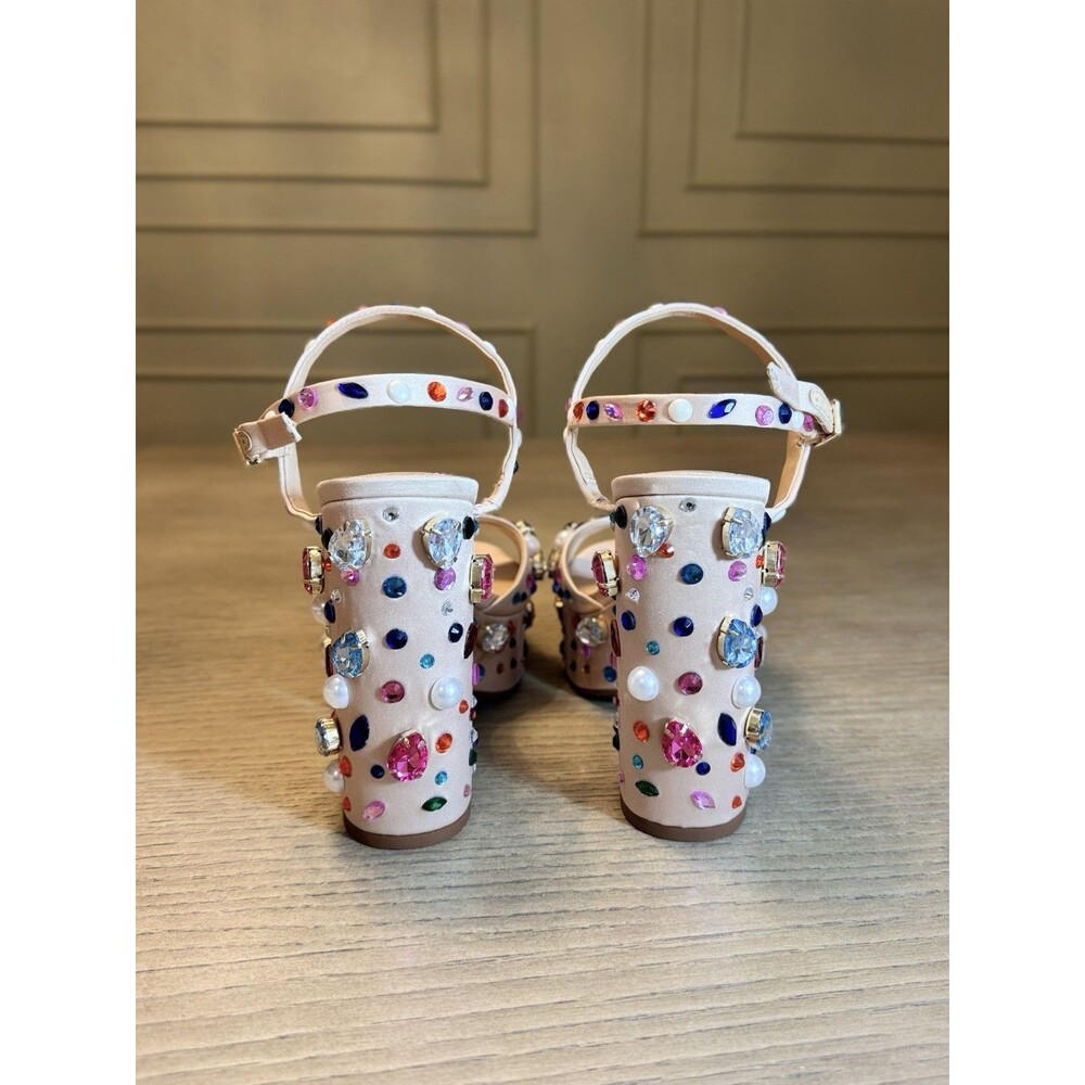 GIANNI BINI Nude Multi-Gem Platform Heels. Size 7.5 - Picture 6 of 9